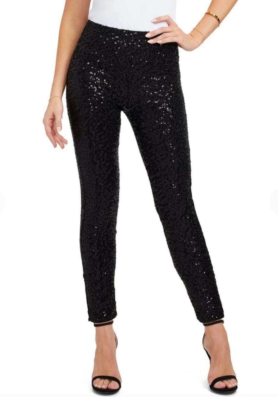 Tipsy Elves Black Sequin High Waisted Leggings Medium NWT